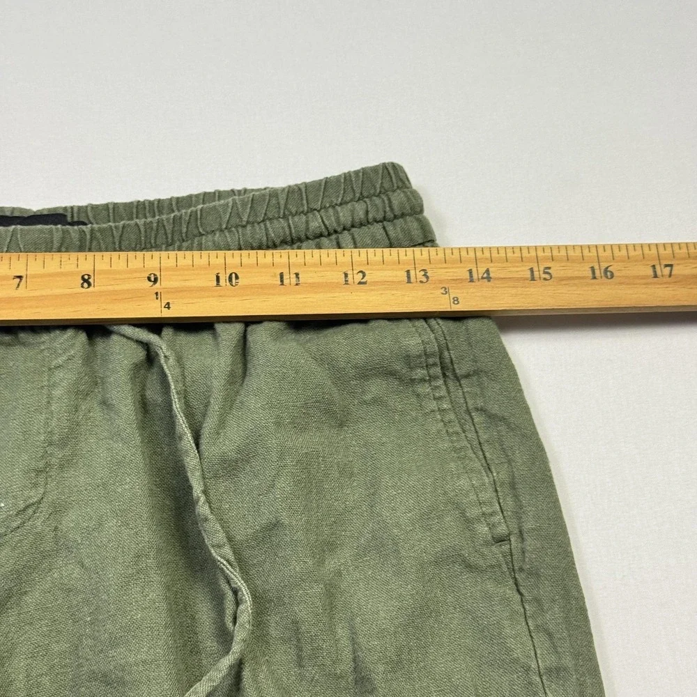 Banana Republic Jogger Pants Womens XS Green Linen Cargo Elastic Waist Cuffed‎